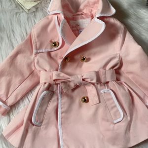 Janie and Jack Baby Girl light pink trench jacket.